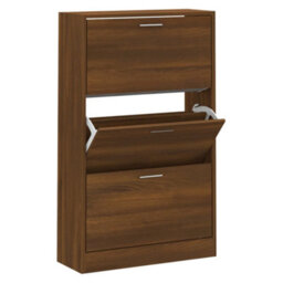 Berkfield Modern Shoe Cabinet Brown Oak 63X24X103 Cm Engineered Wood