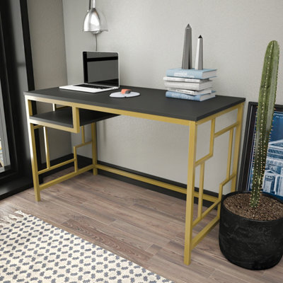 Decorotika Kennesaw Writing Desk Study Desk Gold And Anthracite - image 1