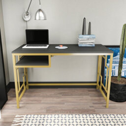 Decorotika Kennesaw Writing Desk Study Desk Gold And Anthracite - thumbnail 3
