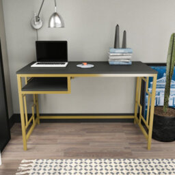 Decorotika Kennesaw Writing Desk Study Desk Gold And Anthracite - thumbnail 2