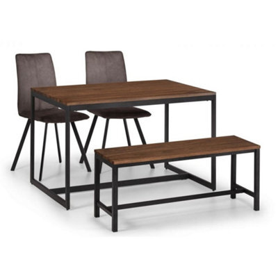 Ashfield Tribeca Walnut Dining Table, Bench & 2 Monroe Chairs
