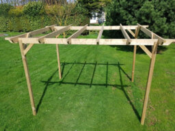 Arbor Garden Solutions Sculpted Wooden Garden Pergola Kit, 3.6M X 3.6M (Natural Finish) - thumbnail 4