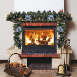 Christmas Pine Cone Garland, Richly Decorated Vine Door Ornament, Blue Flower 2.7 Meters - thumbnail 2