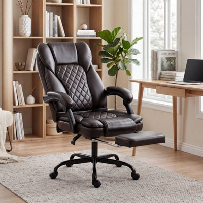 Brown Home Office Chair Reclining Function Computer Desk Chair - image 1
