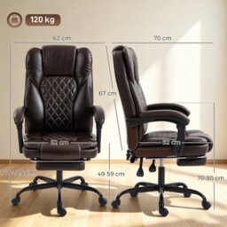 Brown Home Office Chair Reclining Function Computer Desk Chair - thumbnail 2
