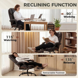 Brown Home Office Chair Reclining Function Computer Desk Chair - thumbnail 5
