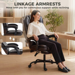 Brown Home Office Chair Reclining Function Computer Desk Chair - thumbnail 6