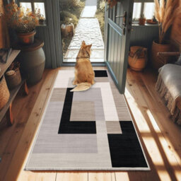 Ameha Non Slip Hallway Runner Rug Kitchen Floor Mats Geometric Printed Carpets Soft Eco-Friendly (Milo Neutral, 80X150 Cm) - thumbnail 5