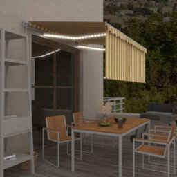 Berkfield Manual Retractable Awning With Blind&led 3X2.5M Yellow&white