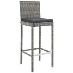Berkfield 5 Piece Garden Bar Set With Cushions Grey Poly Rattan - thumbnail 5