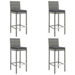 Berkfield 5 Piece Garden Bar Set With Cushions Grey Poly Rattan - thumbnail 4