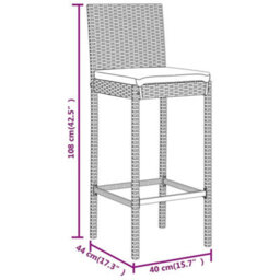 Berkfield 5 Piece Garden Bar Set With Cushions Grey Poly Rattan - thumbnail 7
