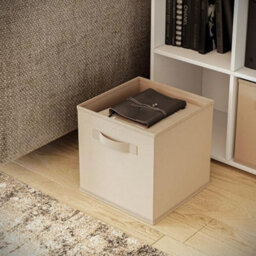 Urbn-Living Urbnliving Asymmetrical 8 Cube White Bookcase Storage Unit With 3 Fabric Drawer Inserts- Beige - thumbnail 5