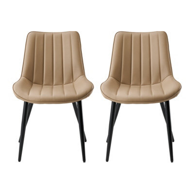 Living And Home Set Of 2 Brown Pu Leather Upholstered Dining Chairs - image 1