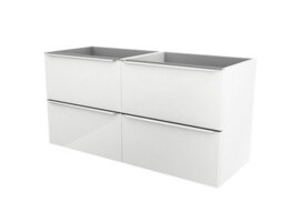 GoodHome Imandra Gloss White Wall-Mounted Bathroom Vanity Unit (H) 600mm (W) 1200mm - thumbnail 1