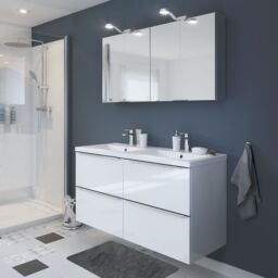 GoodHome Imandra Gloss White Wall-Mounted Bathroom Vanity Unit (H) 600mm (W) 1200mm - thumbnail 5