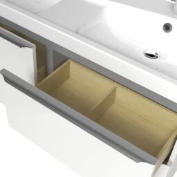 GoodHome Imandra Gloss White Wall-Mounted Bathroom Vanity Unit (H) 600mm (W) 1200mm - thumbnail 3