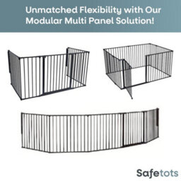 Safetots Premium Extra Tall Room Divider, Up To 344Cm Wide, Black, 105Cm Tall, Multi Panel Barrier For Baby And Toddler - thumbnail 5