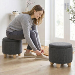Homcom Round Storage Ottoman With Reversible Lid, Dark Grey - thumbnail 8