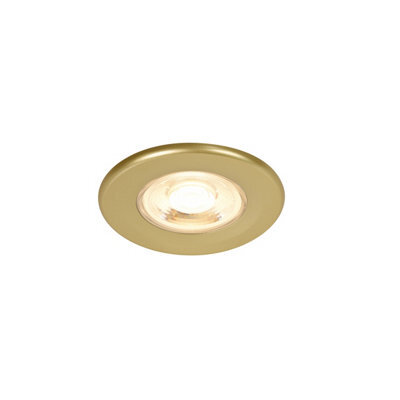 GoodHome Gamow Matt Gold Effect Fixed Led Fire-Rated Warm & Neutral Downlight 5W Ip65 - image 1
