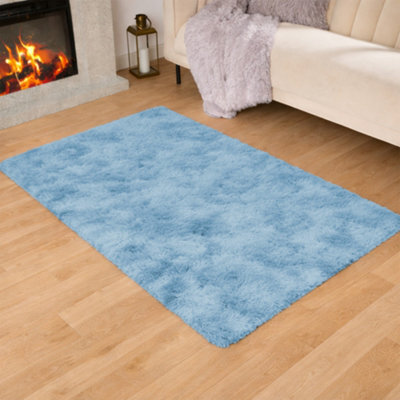 Aspire Homeware Non-Slip Tie Dye Teal Shaggy Rug Soft Fluffy, Floor And Kitchen Rug, (L)110Cm X (W)60Cm - image 1