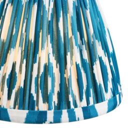 Luminosa Lighting Luminosa Upton Rechargeable Brushed Aged Brass Plate Table Lamp With Marlin Blue Fabric Ikat Shade 16Cm Integrated Led - thumbnail 6