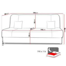 Living Room Sofa Jonas With Click Clack Sleeping Function Storage And Wooden Frame Turquoise And Patterned Pillows - thumbnail 6