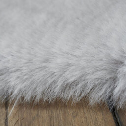 Smart Living Washable Ultra Soft Faux Rabbit Fur Rug, Fluffy Living Room, Kitchen, Bedroom Floor Anti-Slip Mat 60Cm X 90Cm -Silver - thumbnail 4