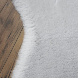 Smart Living Washable Ultra Soft Faux Rabbit Fur Rug, Fluffy Living Room, Kitchen, Bedroom Floor Anti-Slip Mat 60Cm X 90Cm -Silver - thumbnail 6