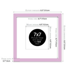 "7X7"" Lilac Picture Frame - 7X7"" Square Frame With 5X5"" Mount For 7X7""/5X5"" Pictures Art Deco Style Room Decor, 1 Pack" - thumbnail 2