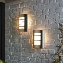 GoodHome Grandy Fixed Satin Stainless Steel Mains-Powered Outdoor [E27] Light Bulb Required (Not Included). Check Bulb Dimensions In Relation To Space Available. Half Wall Light - thumbnail 3