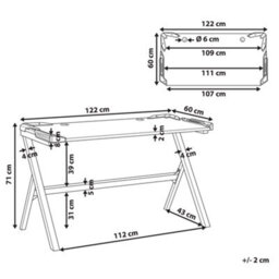 Wyld And Coco Novaoffice Gaming Desk 120 X 60 Cm Black Mdf Top Metal Legs Rgb Lighting - thumbnail 4