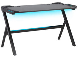 Wyld And Coco Novaoffice Gaming Desk 120 X 60 Cm Black Mdf Top Metal Legs Rgb Lighting - thumbnail 3