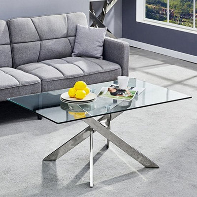 Furniture in Fashion Daytona Clear Glass Coffee Table With Chrome Legs - image 1