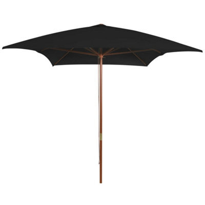 Berkfield Outdoor Parasol With Wooden Pole Black 200X300 Cm - image 1