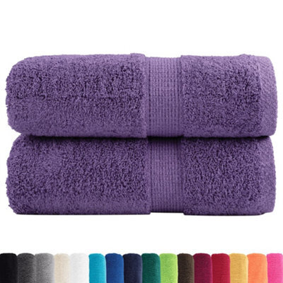 Berkfield Durable Premium Guest Towels Solund 2 Pcs Purple 30X50 Cm 600 Gsm