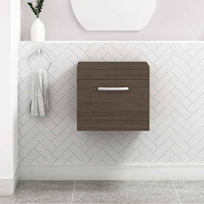 Royal Bathrooms Turin 500mm Grey Elm 1 Drawer Wall Hung Countertop Vanity Unit - image 1