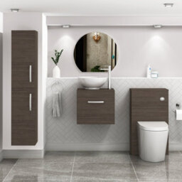 Royal Bathrooms Turin 500mm Grey Elm 1 Drawer Wall Hung Countertop Vanity Unit - thumbnail 2