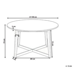 Wyld and Coco Oakline 140Cm Round Dining Table Dark Oak Mdf Top With Rubberwood Legs - Retro Style - thumbnail 4