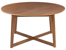 Wyld and Coco Oakline 140Cm Round Dining Table Dark Oak Mdf Top With Rubberwood Legs - Retro Style - thumbnail 1