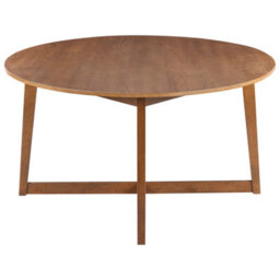 Wyld and Coco Oakline 140Cm Round Dining Table Dark Oak Mdf Top With Rubberwood Legs - Retro Style - thumbnail 3