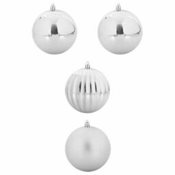 Vidaxl Christmas Bauble Set Xxl 4 Pcs Silver Plastic - thumbnail 2