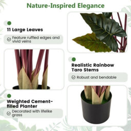Gainoom 2 Pack Artificial Rainbow Taro Tree 160Cm Tall Fake Pre-Potted Plant - thumbnail 6