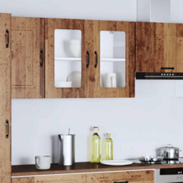 Berkfield Kitchen Wall Cabinet With Glass Door Kalmar Old Wood Engineered Wood - thumbnail 4
