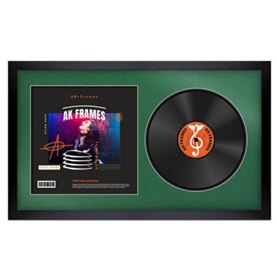 "30X17"" Matte Black Modern Vinyl Record Frame With Emerald Mount For 12 Inch Lp Album Cover & Disc - Ak Frames" - image 1