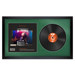 "30X17"" Matte Black Modern Vinyl Record Frame With Emerald Mount For 12 Inch Lp Album Cover & Disc - Ak Frames" - thumbnail 1