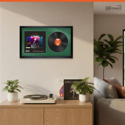 "30X17"" Matte Black Modern Vinyl Record Frame With Emerald Mount For 12 Inch Lp Album Cover & Disc - Ak Frames" - thumbnail 5
