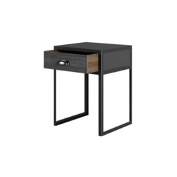 Wyld Haus Rimini Slate Grey Oak And Black Bedside Table With Drawer - thumbnail 5