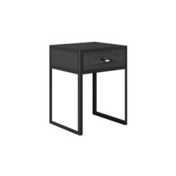 Wyld Haus Rimini Slate Grey Oak And Black Bedside Table With Drawer - thumbnail 4