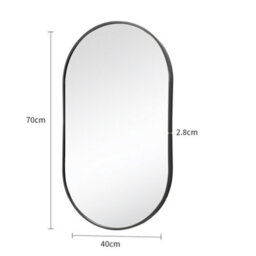 Living And Home Livingandhome Wall Mounted Oval Framed Bathroom Mirror Black 400 X 700 mm - thumbnail 6